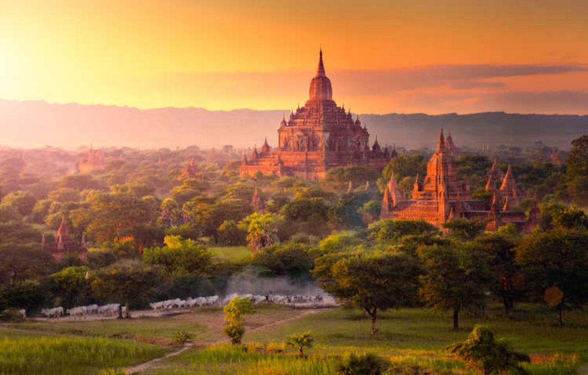 Myanmar — Bagan's 2,000 temples on a golden plain and Inle Lake's leg-rowing fishermen.